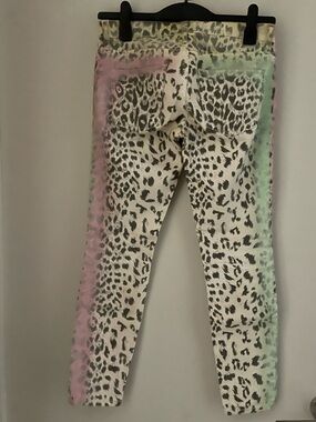 Rare Current/Elliott Leopard Jeans with Pink and Green Painted Side Panels